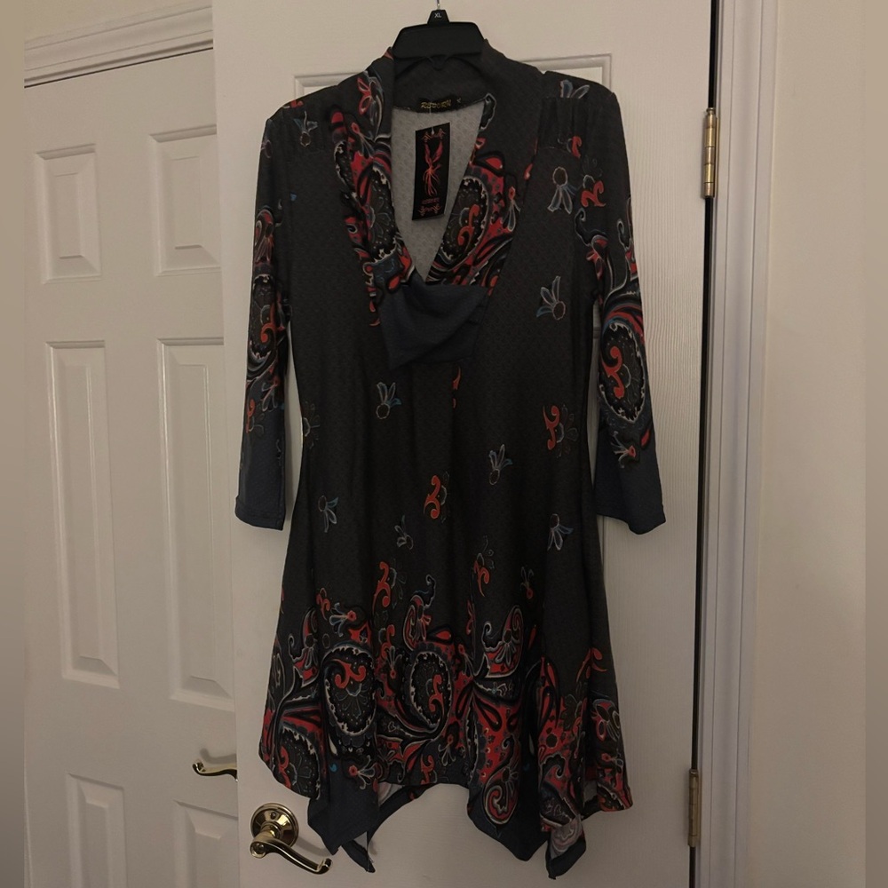 Gray and Red Paisley dress